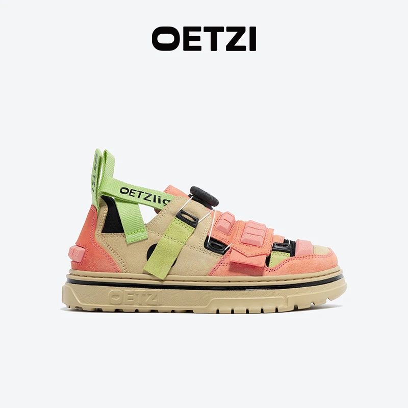 OETZI冰人奥兹丑萌女鞋拼接厚底板鞋秋冬翻毛皮情侣鞋暗黑风