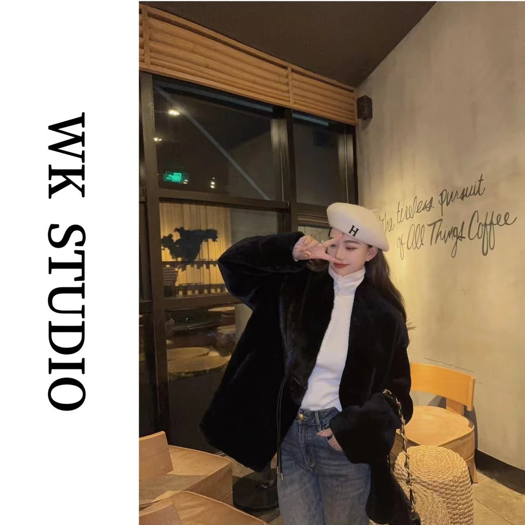 【WK】”都市夜游“新中式丹麦进口水貂皮毛一体外套 K1106