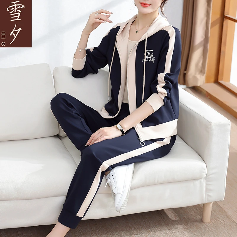 妈妈春装运动套装时尚洋气上衣服中老年女装春秋外套春日休闲风