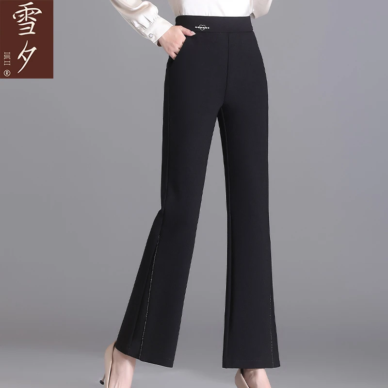 妈妈裤子女春秋季新款弹力直筒休闲长裤高腰裤宽松中老年女裤时尚