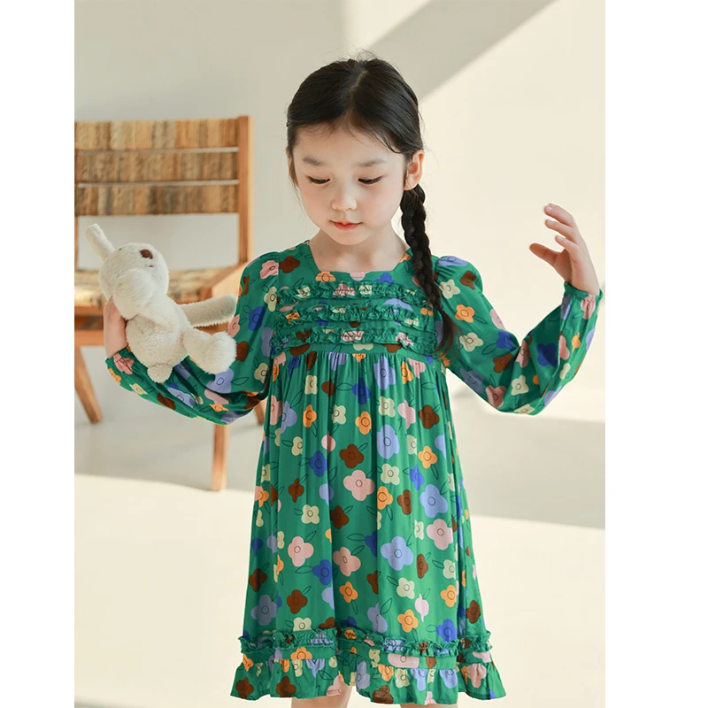 utouto大耳象女童多色花朵连衣裙2024春季新款个性2401189
