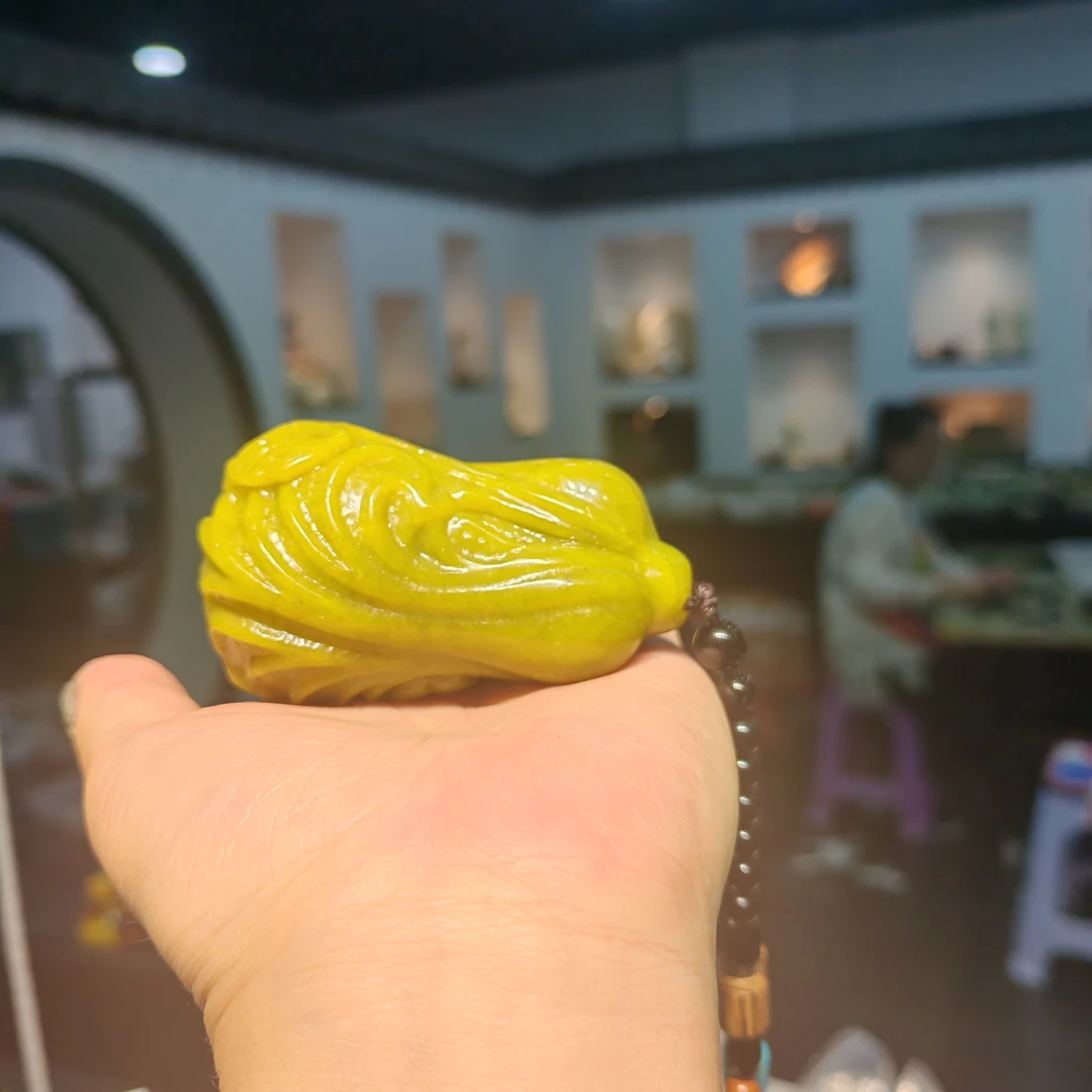 天然岫玉精美大白菜手把