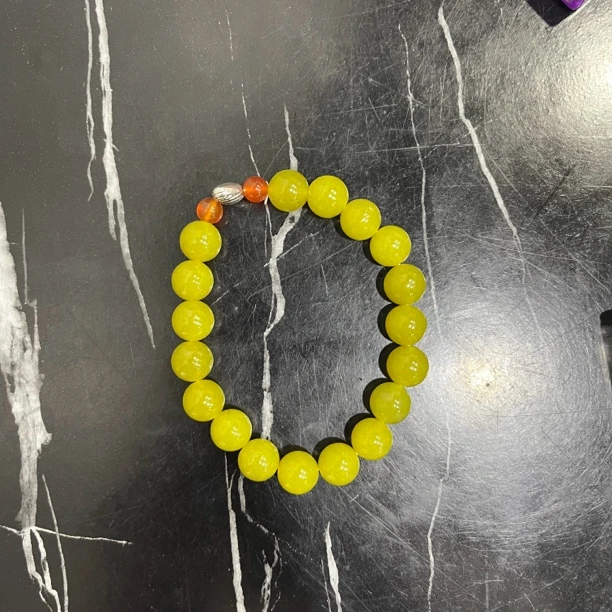 纯天然岫玉黄金玉卡10手链