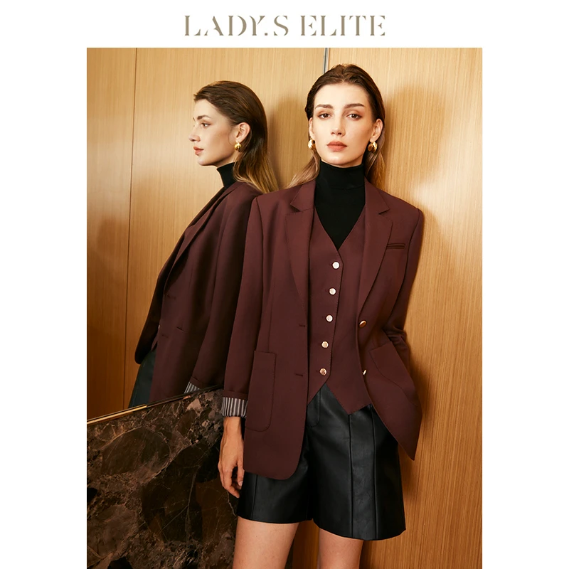 LadySElite/慕裁【迷雾玫瑰】羊毛西服马甲西装女25新款安可拉红