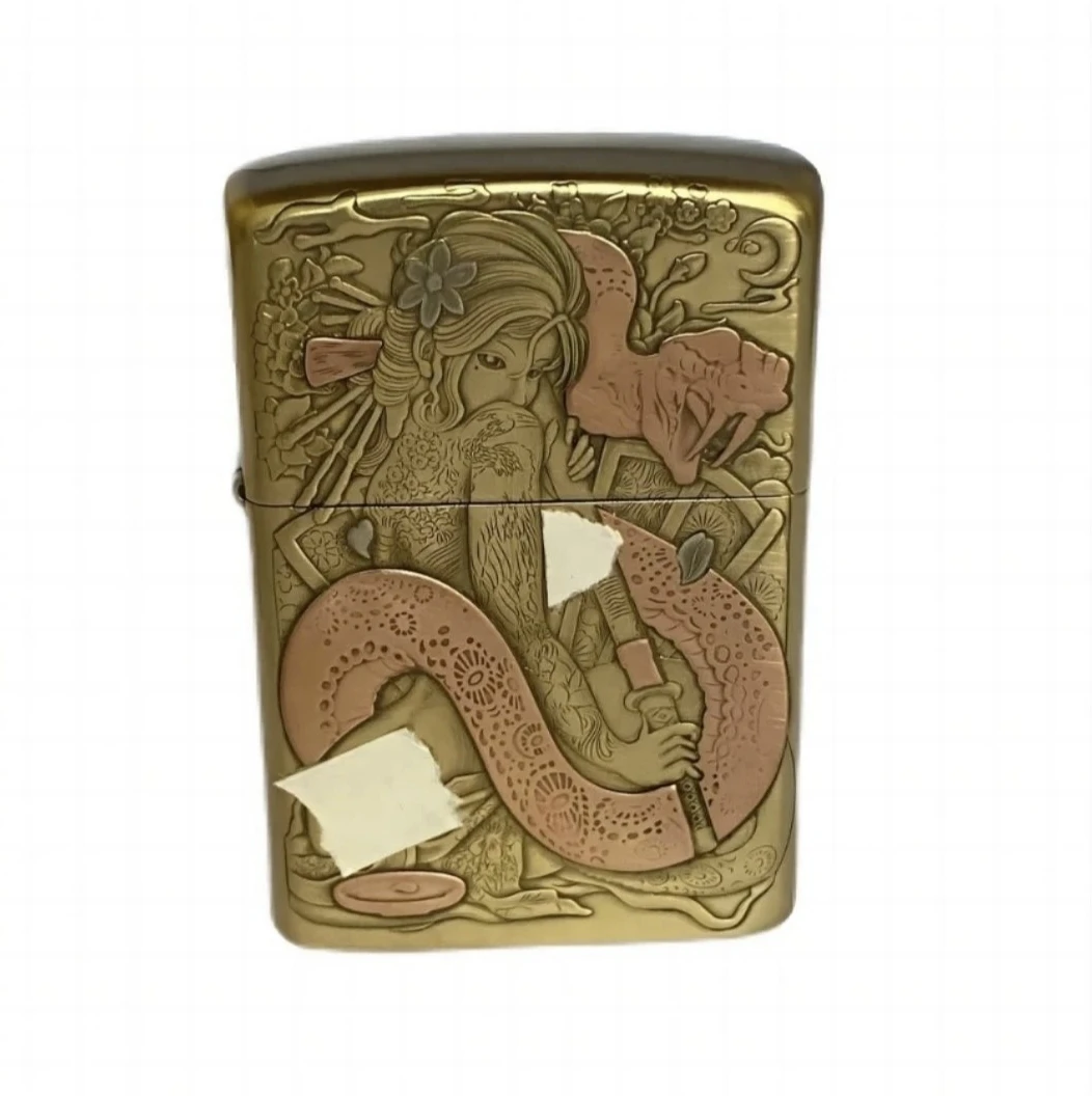 打火机镶嵌蛇【蛇女刀女】3D立体浮雕/902S盔甲机/煤油打火机/防风