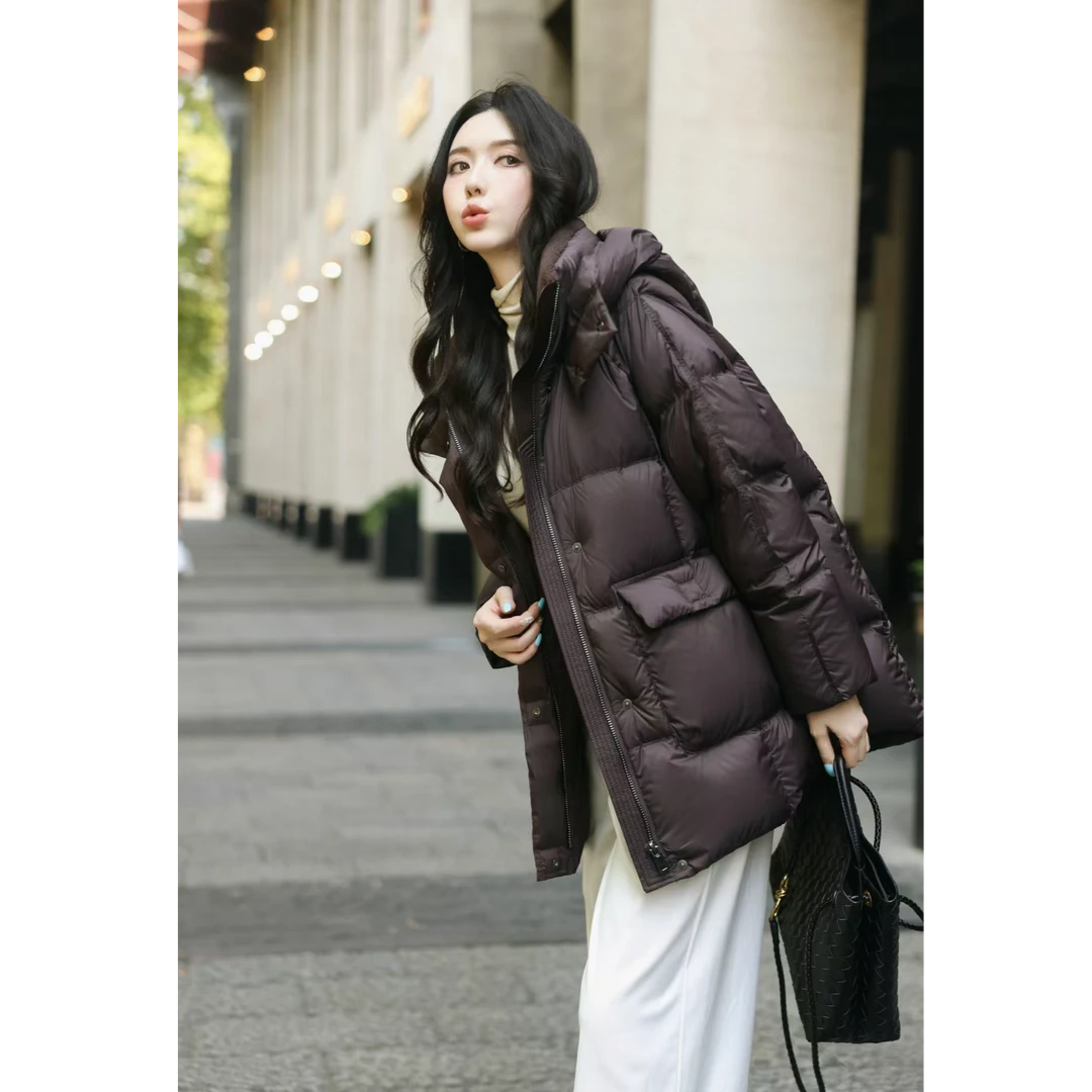 冬季连帽宽松时尚2024保暖加厚百搭休闲羽绒服