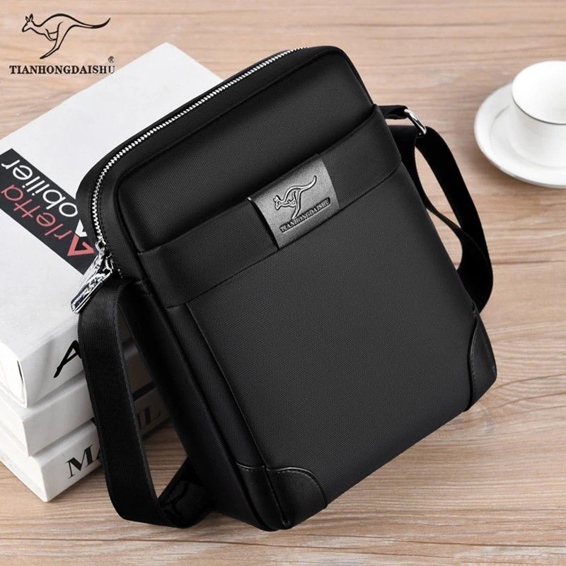 耐磨牛津布男包单肩包斜挎包休闲竖款A4纸男士背包中老年帆布包包