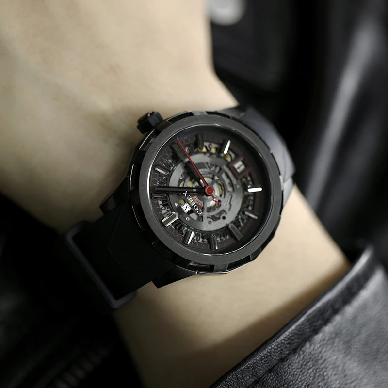 CODEX/豪度身份系列自动机械手表男全镂空黑色超级夜光男士腕表