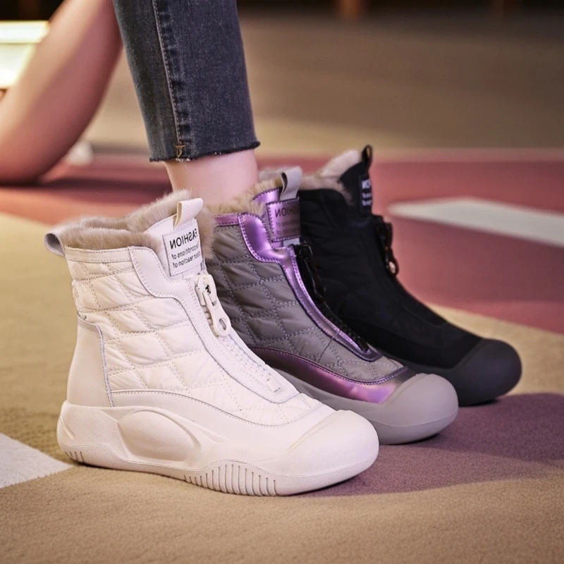 雪地靴女款2024年新款棉鞋冬季加绒加厚女鞋厚底防水防滑东北短靴