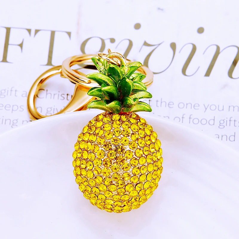 镶钻水果菠萝汽车钥匙扣金属可爱女包包挂件钥匙链圈创意跨境礼品