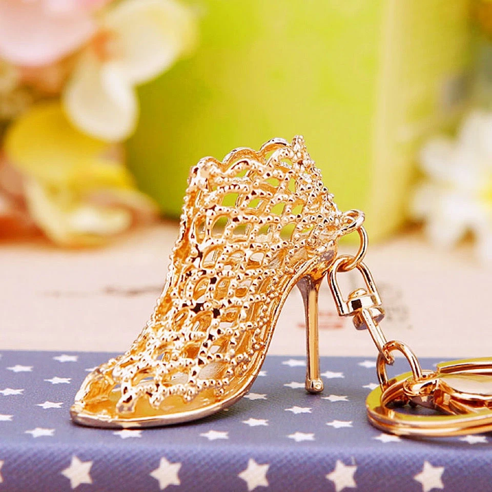 精致水钻高跟鞋汽车钥匙扣女网红可爱创意包挂件钥匙链圈外贸礼品