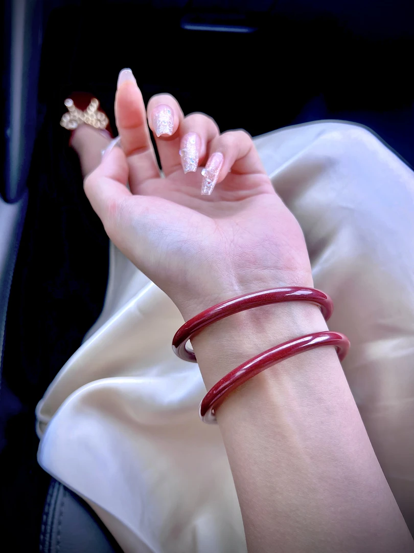 含辰砂工艺品高含量紫金砂朱砂叮圆条当手镯本命年礼物饰品