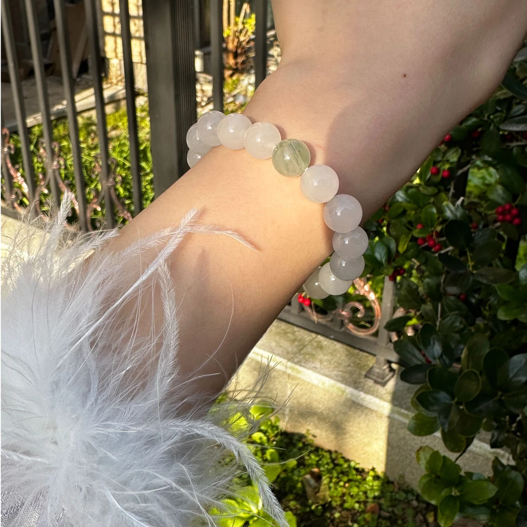 直播间专属新店福利天然新疆天山翠白月光水串手链清新素圈