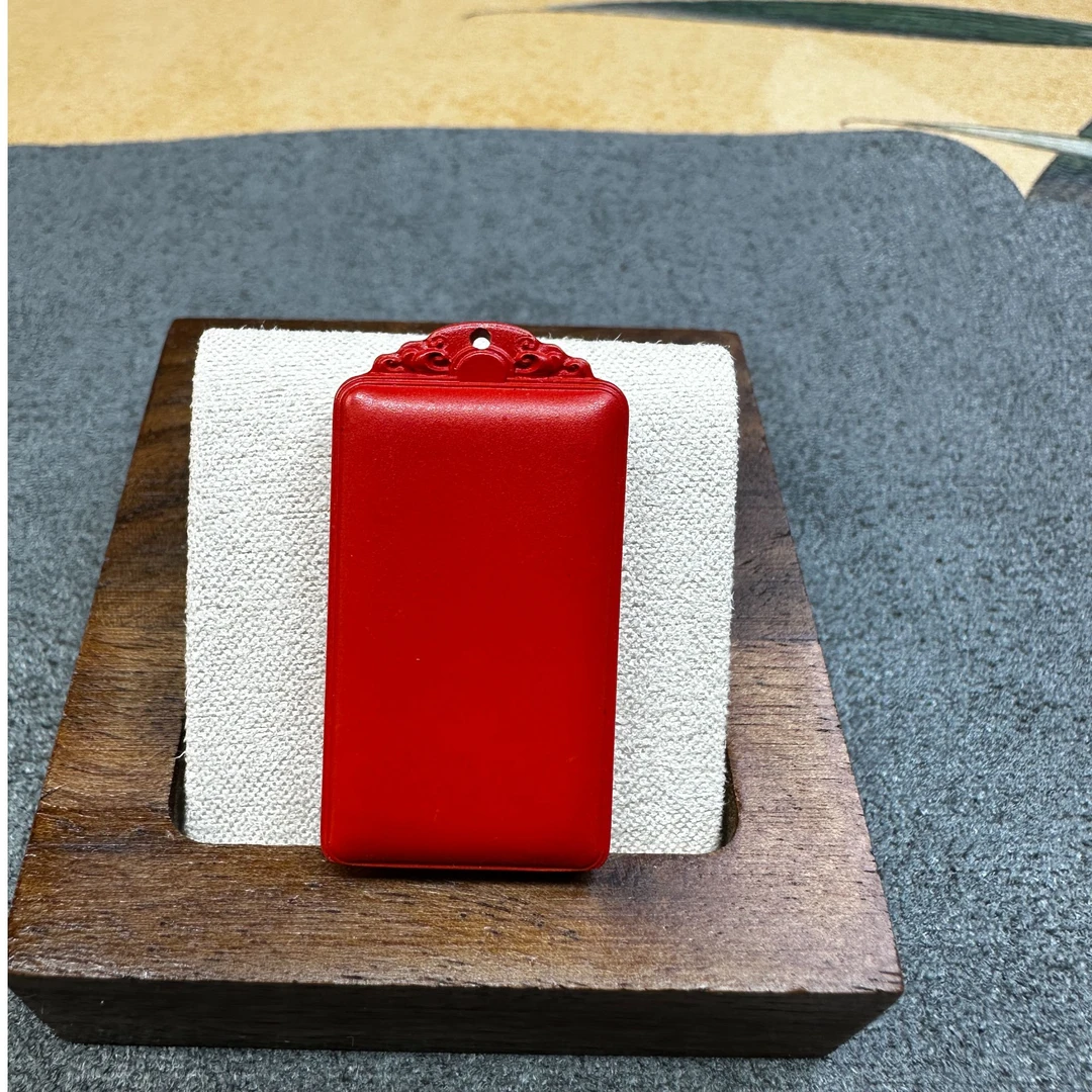 天然辰砂天然辰砂高含量平安无事守护牌项链朱砂平安护身本命年