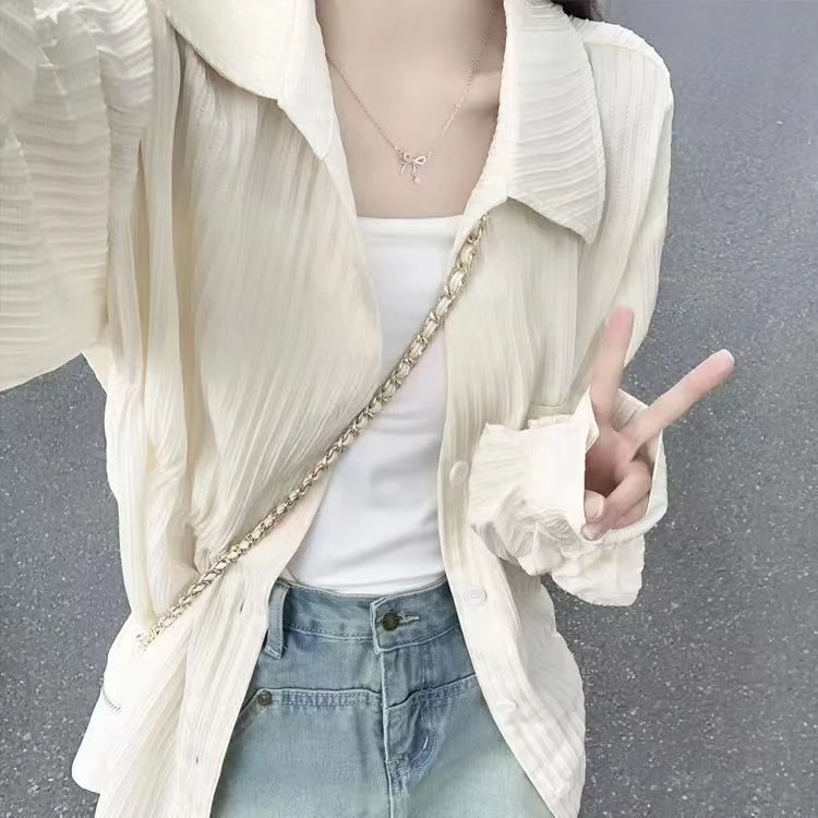 法式衬衫薄款外套女新款爆款休闲长袖时尚洋气防晒衫宽松显瘦衬衣