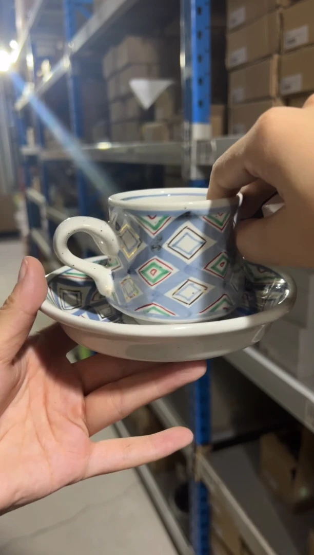 【闪购商品】盘六角コーヒーC/S染錦菱紋