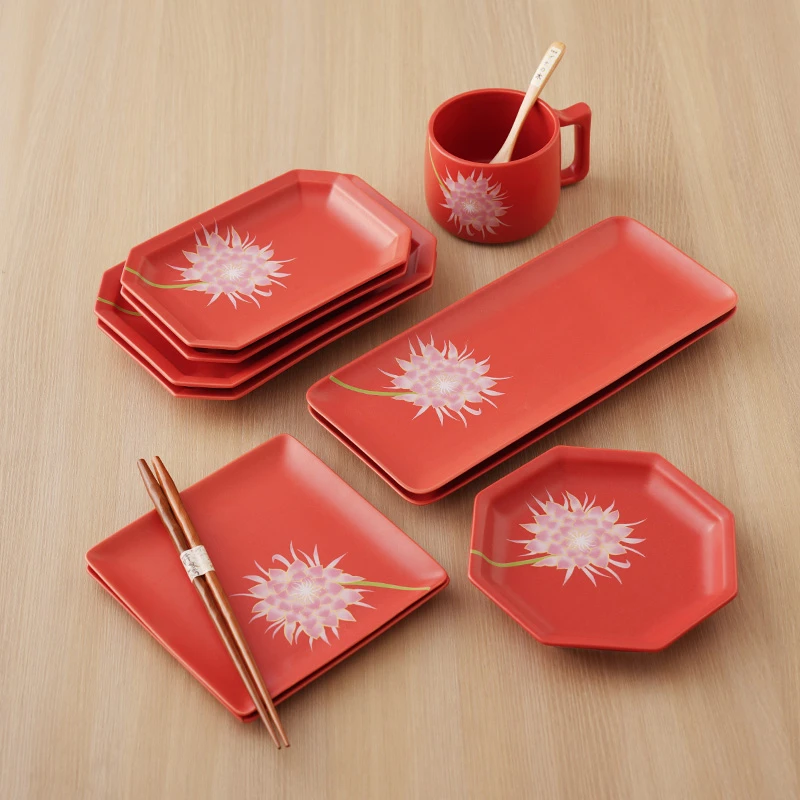 HASAMI-YAKI/波佐见烧鸿运当头碟套家用日式红色礼盒陶瓷创意