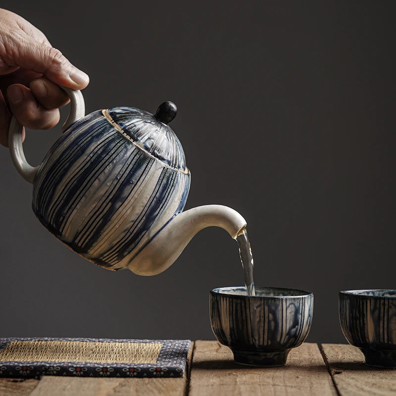 日本波佐见烧长十郎日式把手茶壶急须壶匠人手作茶具耐热闷泡壶