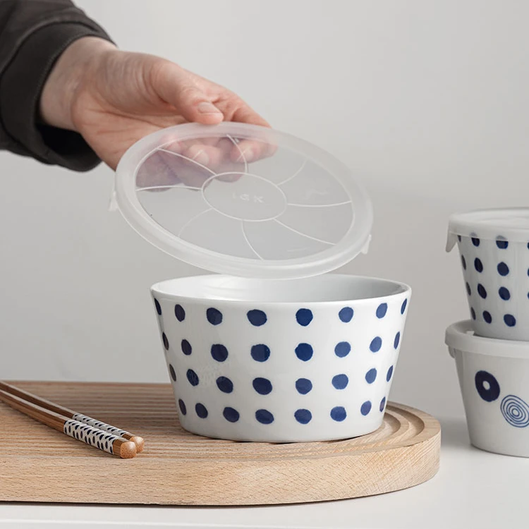 HASAMI-YAKI/波佐见烧日式陶瓷餐具碗带盖轻量瓷锁鲜盒大号大碗