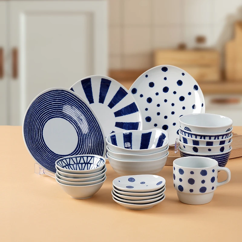 HASAMI-YAKI/波佐见烧蓝玉进口陶瓷餐具米饭碗汤碗汤盘家用釉下彩