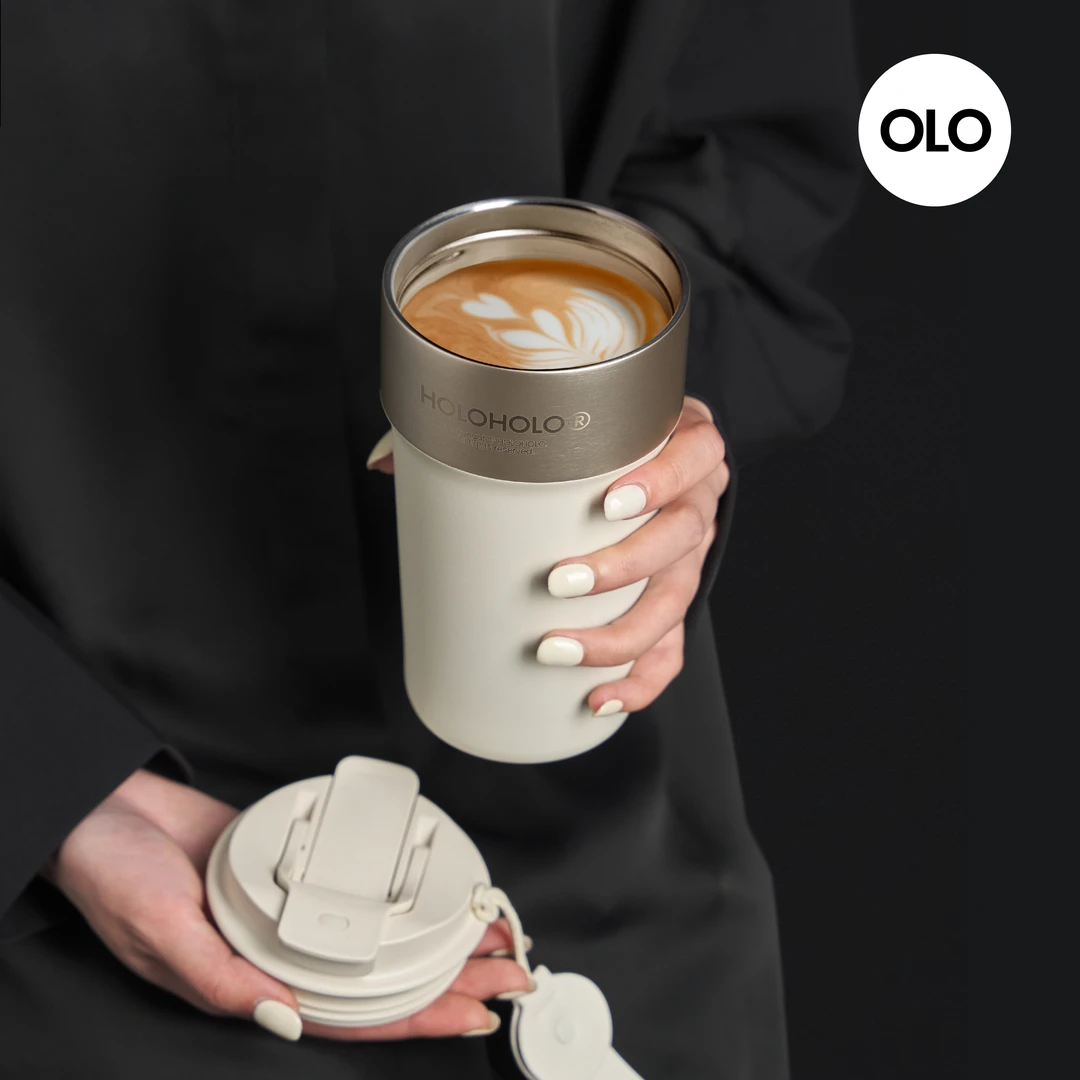 HOLOHOLO拿铁杯500ML咖啡便携式简约保冰保温吸管杯316不锈钢简约