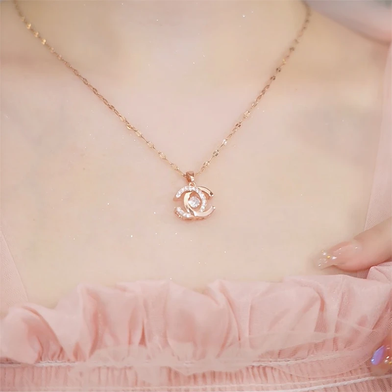 钛钢项链 网红爆款灵动C形项链女夏气质轻奢高级设计感锁骨链钛钢