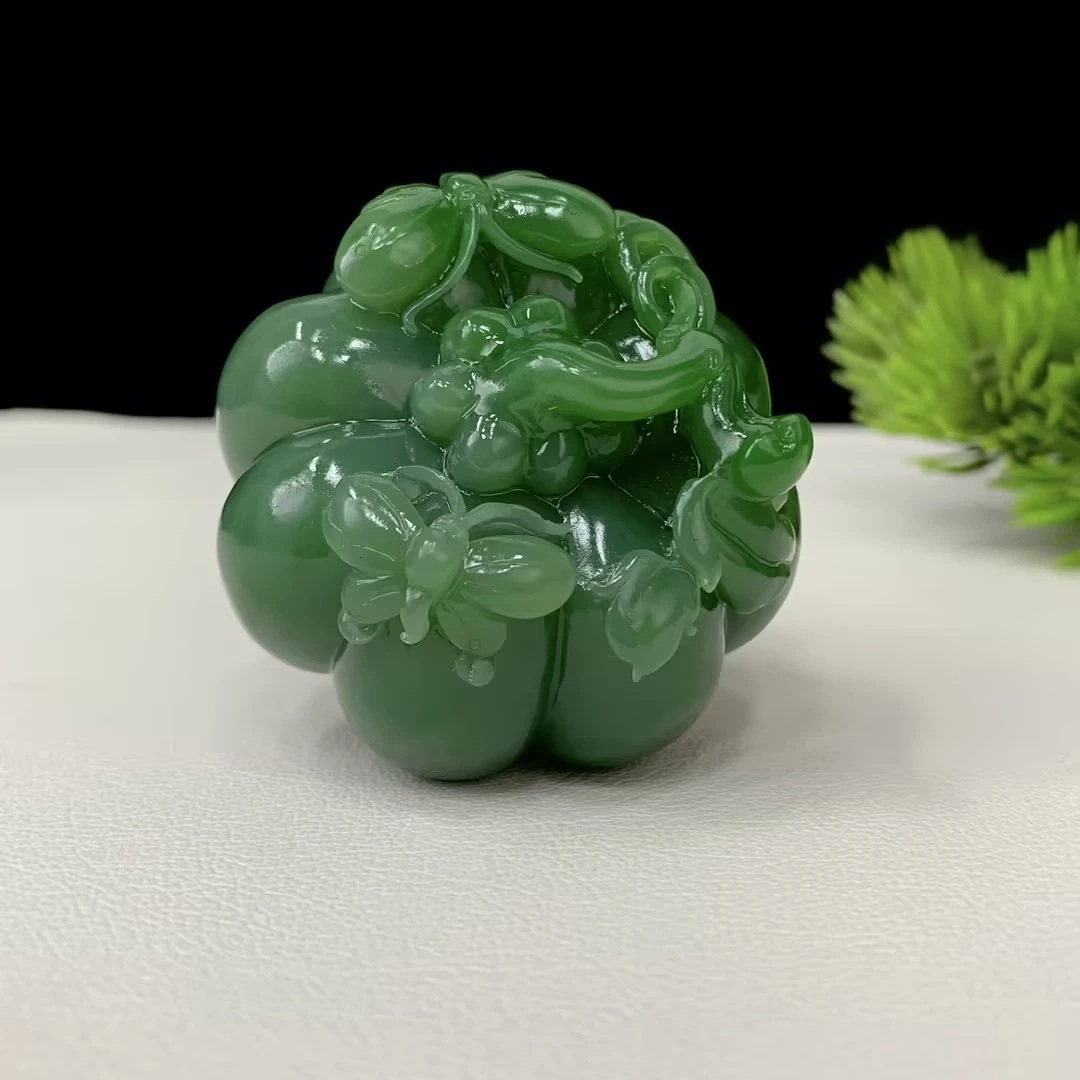 【豫人豫品】 和田玉碧玉手把南瓜H94