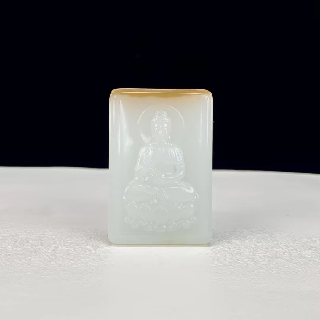 【豫人豫品】和田玉糖白精雕大日如来c4456