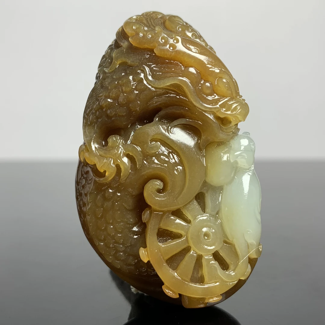 【豫人豫品】 和田玉糖白俏色巧雕望子成龙c4348