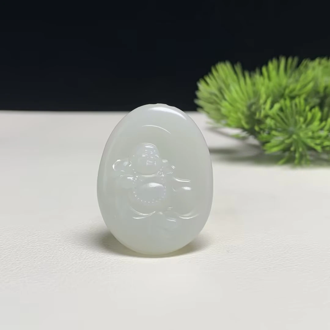 【豫人豫品】和田玉羊脂白玉弥勒佛j2954