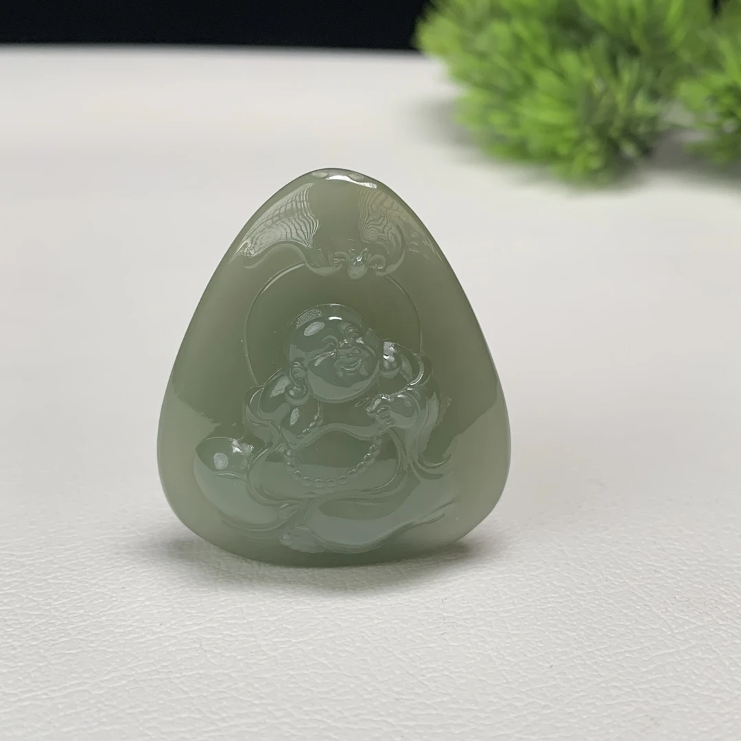 【豫人豫品】和田玉吊坠弥勒佛H72