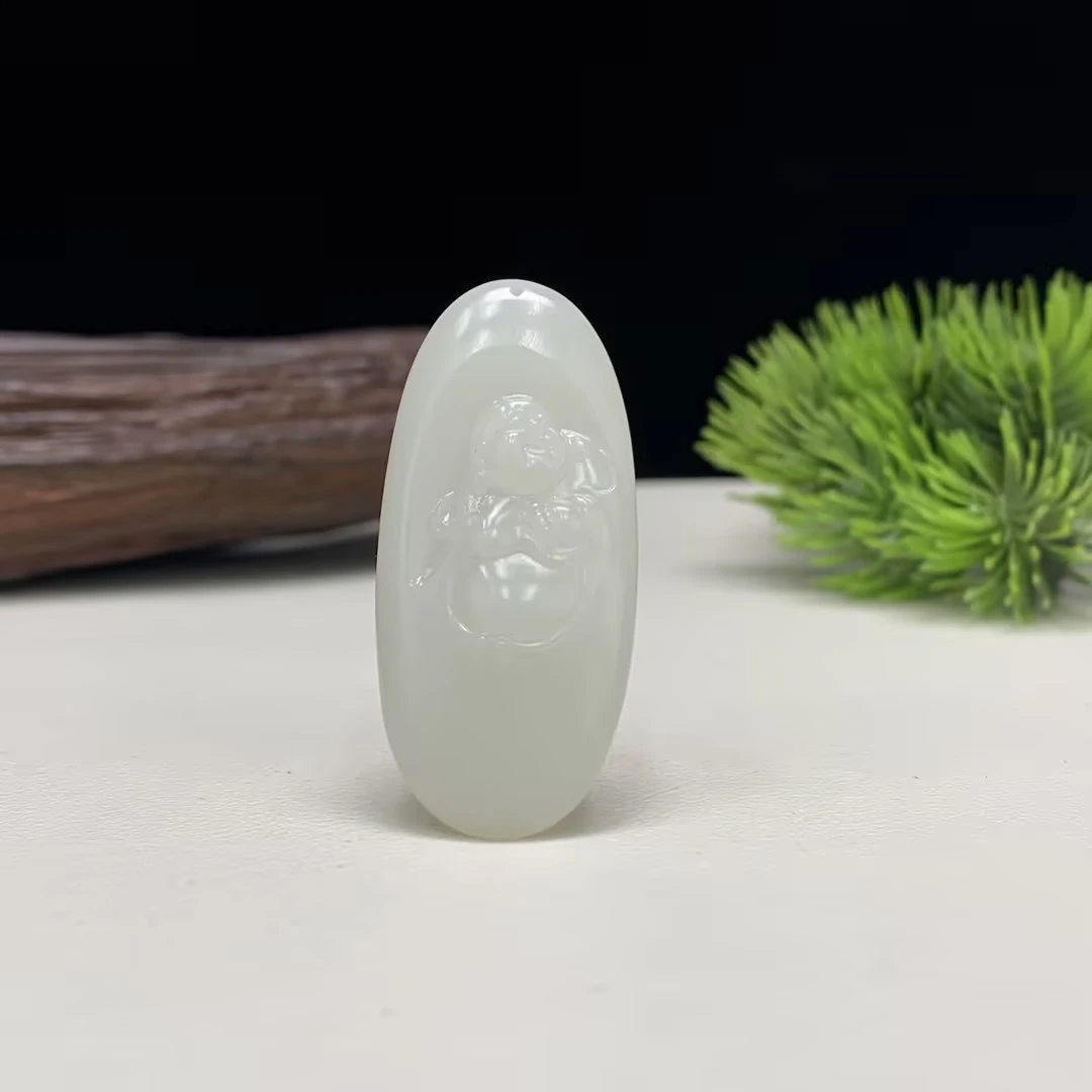 【豫人豫品】 和田玉羊脂白玉弥勒佛h287