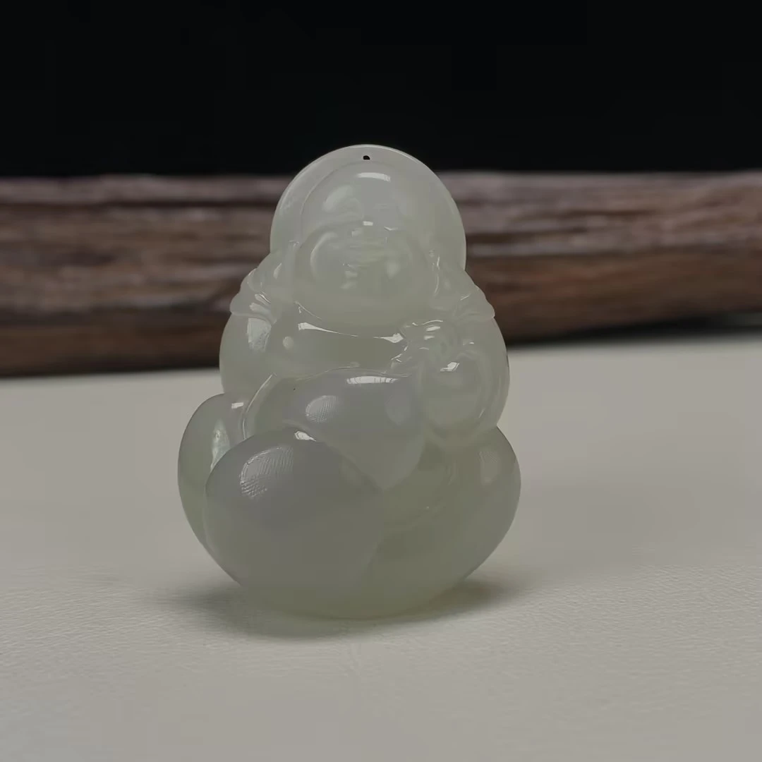 【豫人豫品】和田玉羊脂白玉弥勒佛J3245