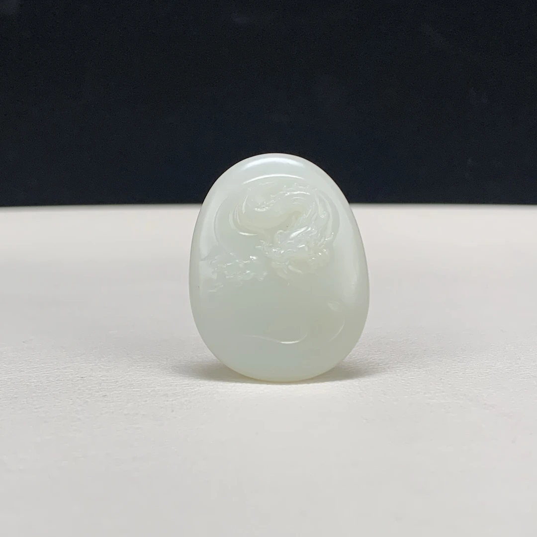 【豫人豫品】 和田玉羊脂白玉龙牌H294