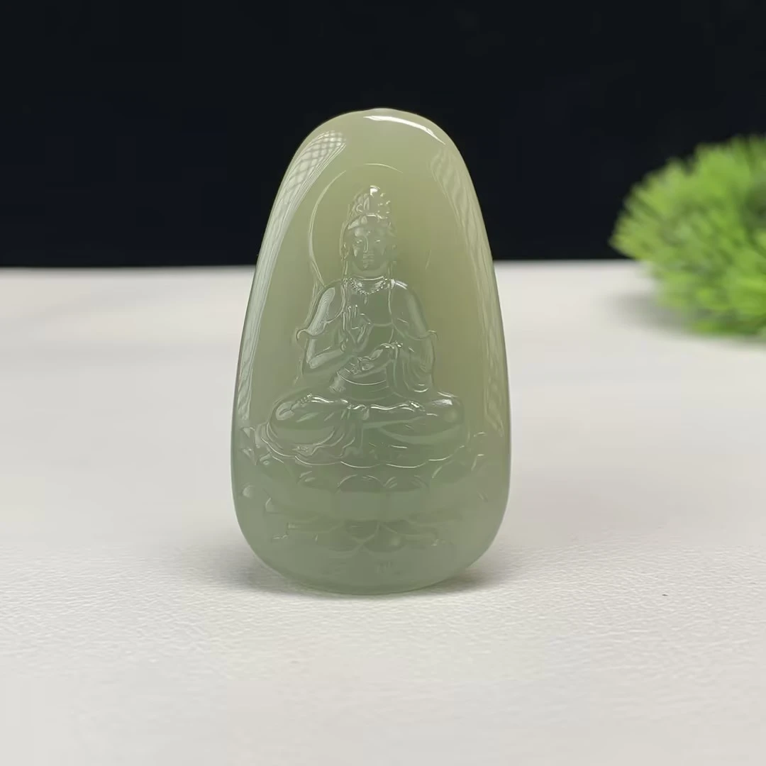 【豫人豫品】和田玉吊坠坐莲观音H56