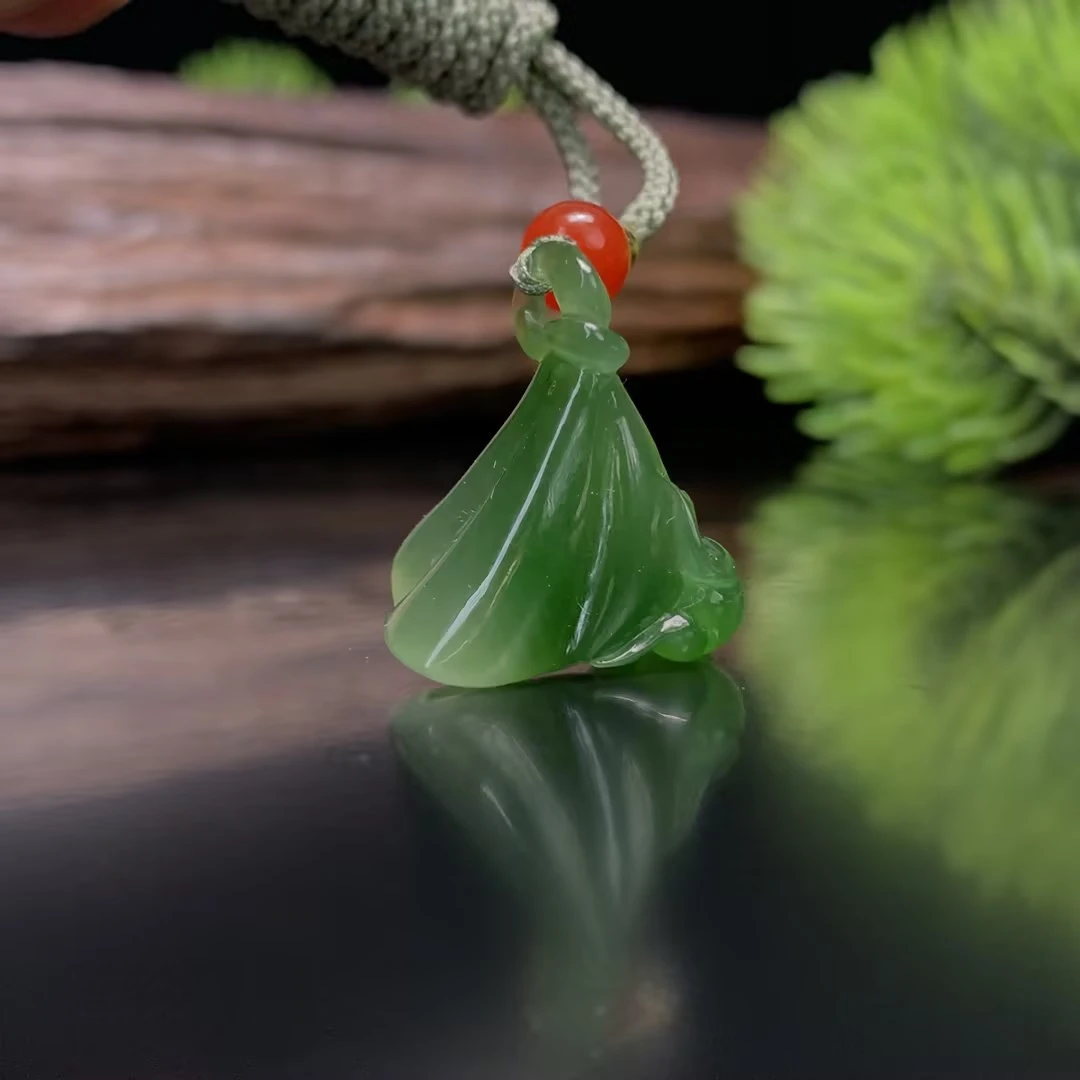 【豫人豫品】j2796天然和田玉碧玉青蛙莲子