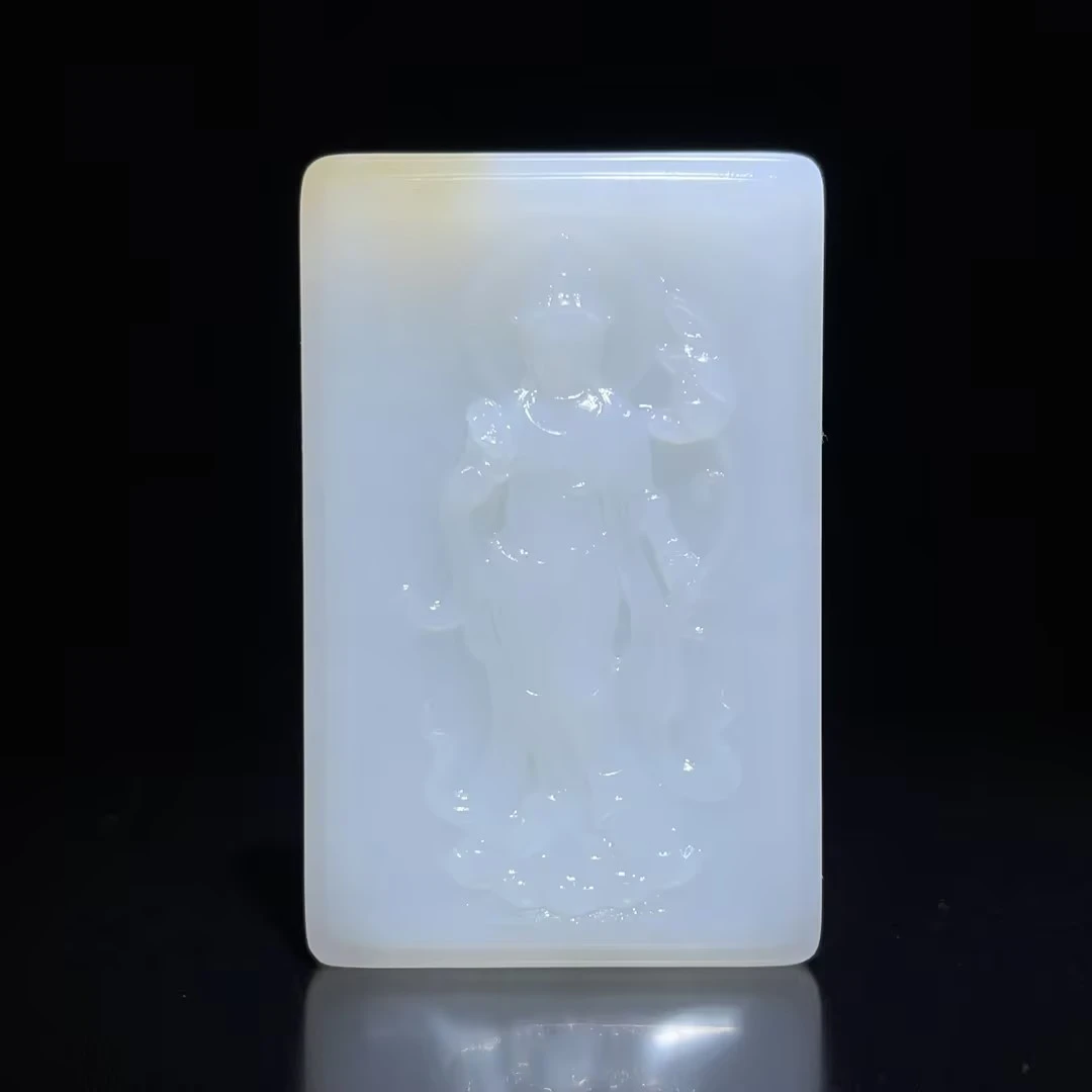 【豫人豫品】 和田玉糖白精雕观世音C4461
