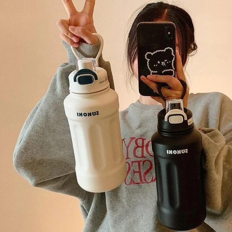 大容量保温杯吸管杯高颜值不锈钢保温杯便携水杯杯子水壶学生运动