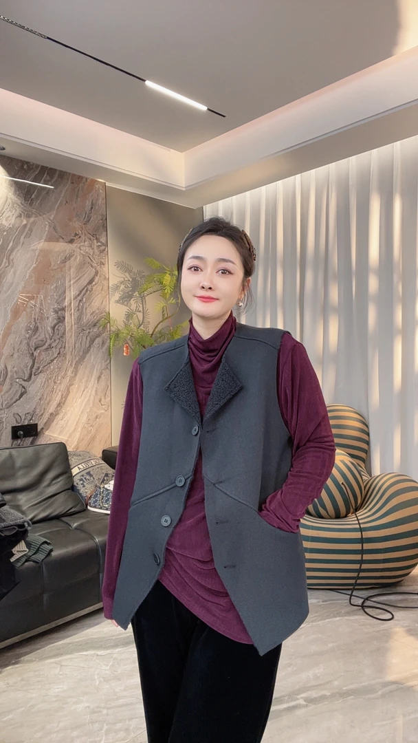 【冲姐】秋冬新款宽松显瘦外搭马甲外套806