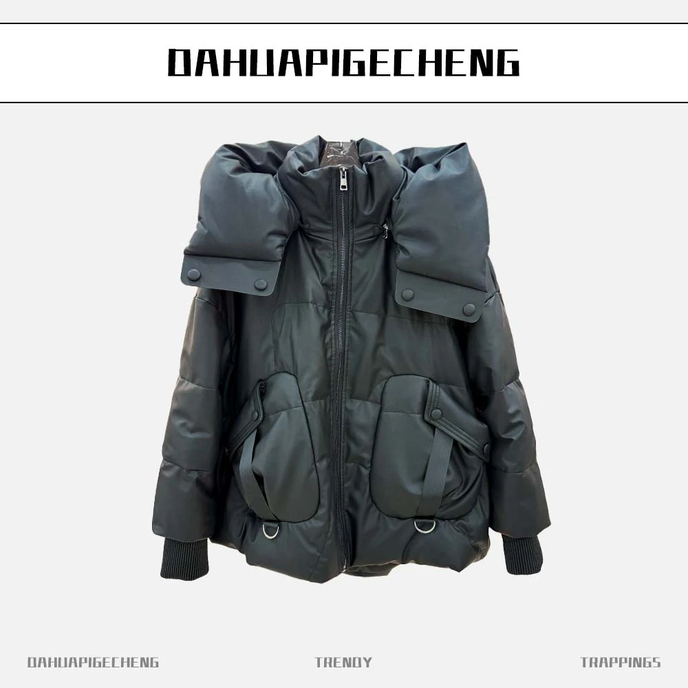 皮羽绒服女士保暖宽松皮衣羽绒服真皮外套新款冬季保暖外套