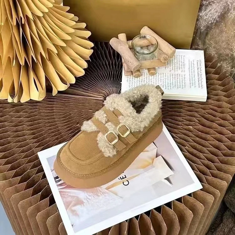 8395厚底加绒女2023冬季新款圆头休闲雪地靴棉鞋