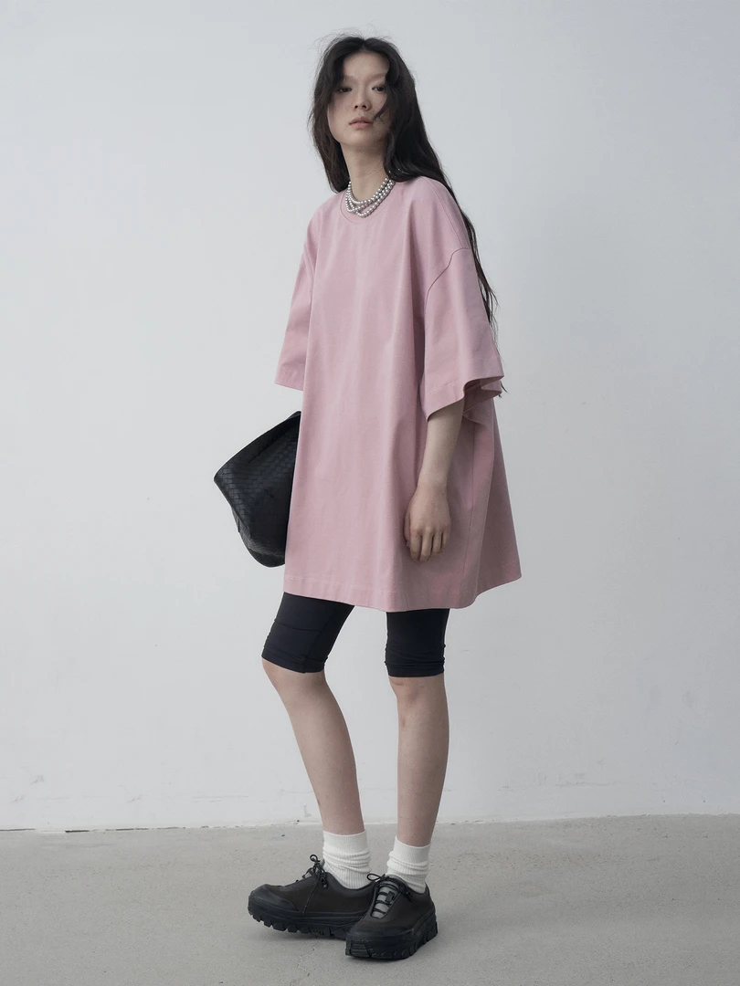 VUMP 别致灰梅子色 经典宽领大廓形 挺括重磅2025新款全棉短袖T恤