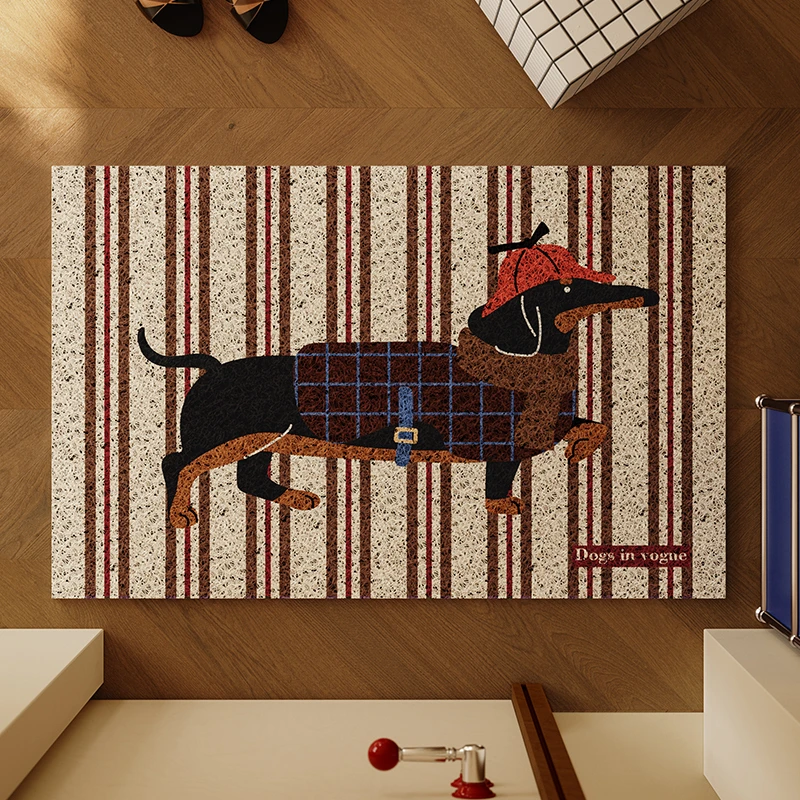 猎犬绅士复古丝圈地垫入户门垫进门2024新款高级门厅耐脏蹭土脚垫