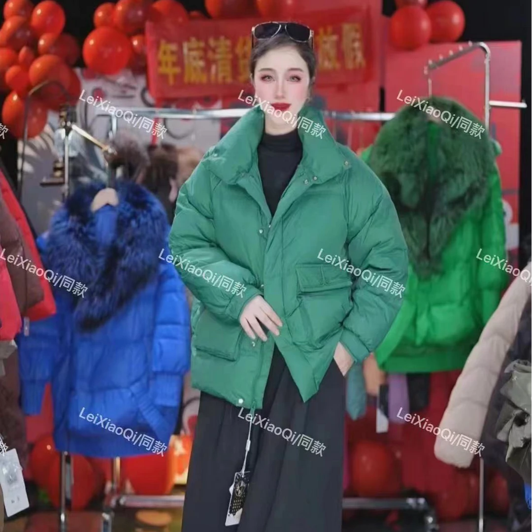 秋冬季新款加厚两粒扣羽绒服修身短款时尚轻薄立领白鸭绒保暖外套