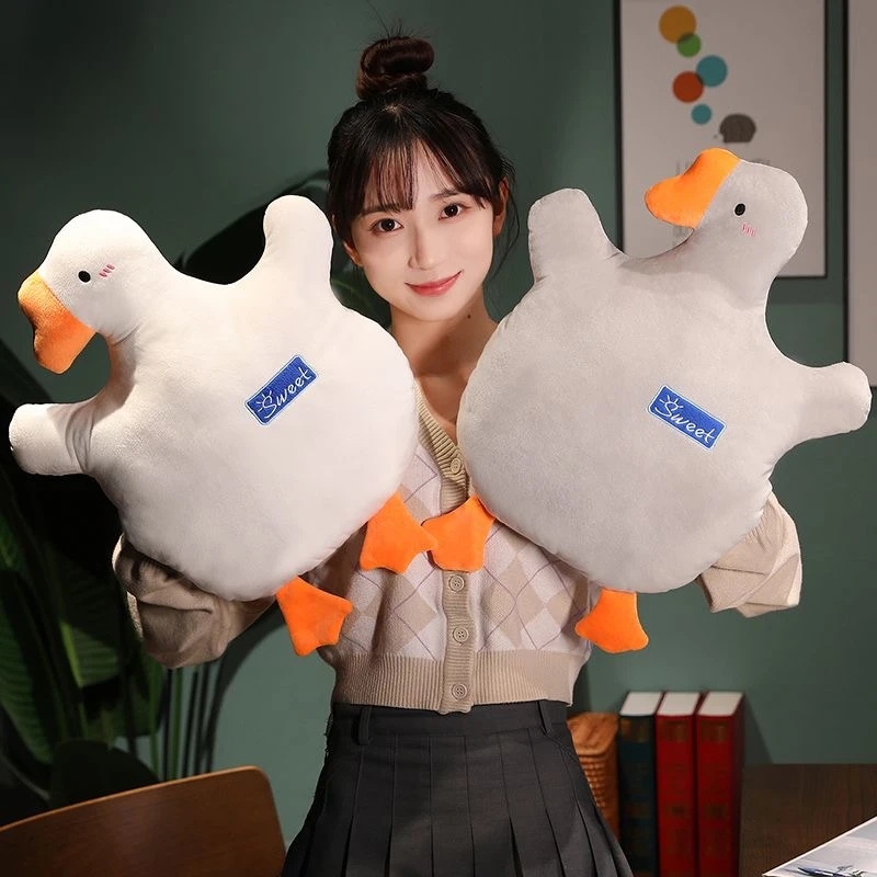 可爱大白鹅暖手抱枕冬天暖手捂子插手午睡抱枕女生毛绒手捂趴睡枕