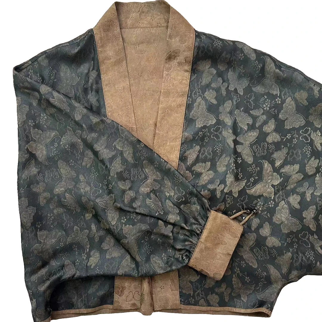 锦丝院[墨蝶]新款设计师户外休闲时尚宋锦女装夏季复古外套Z1018