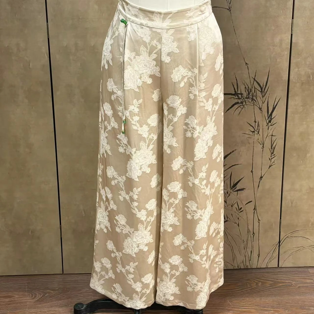 锦丝院 不补差【柔梦】新款冠乐皱休闲单穿裤子685062休闲柔光