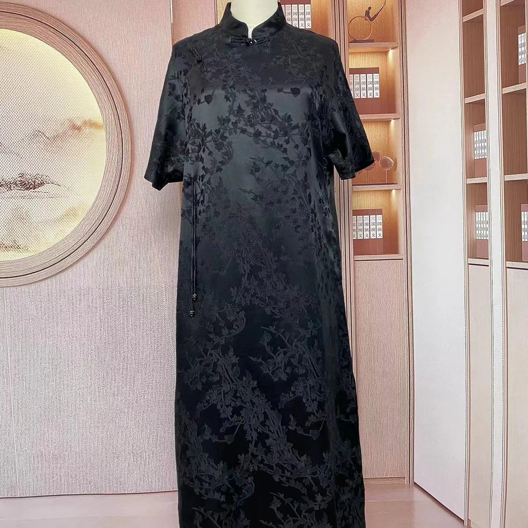 锦丝院[微瑕暮雨]真丝桑蚕丝提花冠乐绉连衣裙女装连衣裙6516582