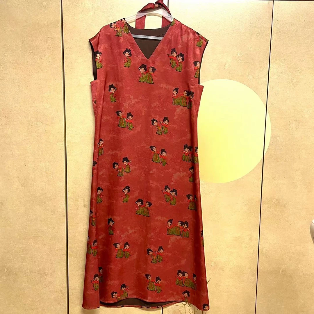 锦丝院【微瑕盛唐】定制系列季尾清货重缎复古百搭连衣裙662158