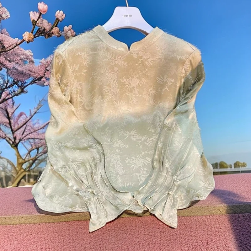 锦丝院【黄夜光】黄色衬衫女款百搭外穿洋气女人味高端高级感661050